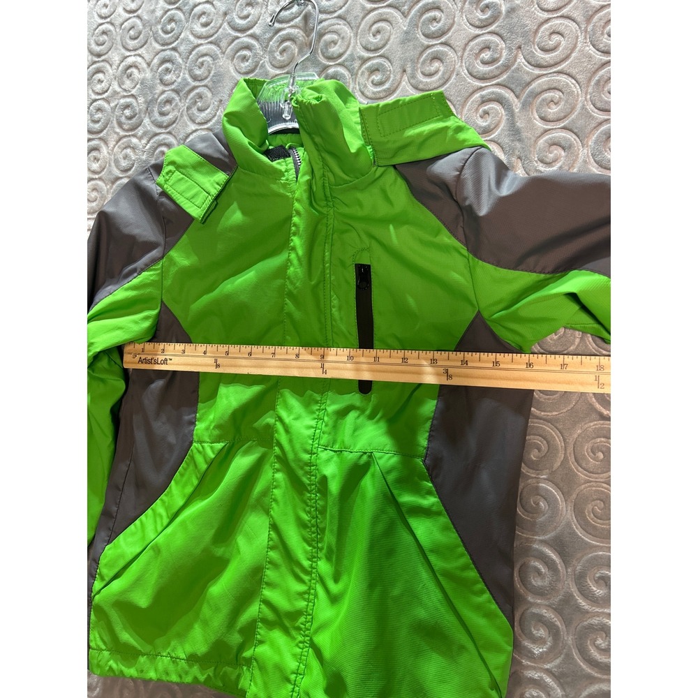 Kids BYCR Jacket Bright Green Gray Hooded Zip Up Outerwear Size‎ 8 - Picture 6 of 8
